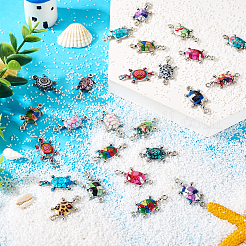 42Pcs 21 Colors Alloy Enamel Connector Charms&nbsp;ENAM-TA0001-78
