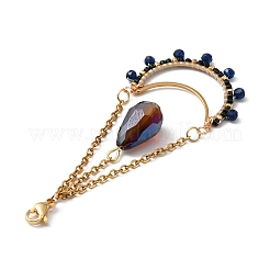 Teardrop Glass Seed & Synthetic Spinel Beads Pendant Decorations&nbsp;HJEW-MZ00024-03