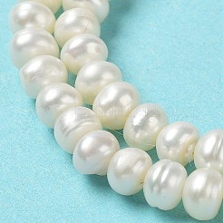 天然養殖淡水パールビーズ連売り  グレード2 A  ロンデル  パパイヤホイップ  5~6x3~4mm  穴：0.5mm  約101個/連  15.47インチ（39.3cm）&nbsp;PEAR-J007-61