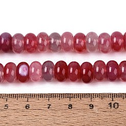 天然石瑪瑙ビーズ連売り  滑らかなロンデル  染め  サクランボ色  10~10.5x5.5~6mm  穴：0.7~1.2mm  約61~69個/連  14.37~15.55インチ（36.5~39.5cm）&nbsp;G-Q613-01E-08