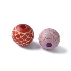 ウッドビーズ  メッシュ模様の円形  ミックスカラー  16x15mm  穴：4.5mm&nbsp;WOOD-M016-02B