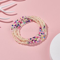 夏のジュエリーウエストビーズ  ガラスシードビーズボディチェーン  女性の女の子のためのビキニジュエリー  シャンパンイエロー  31.5~31.7インチ（80~80.5cm）&nbsp;NJEW-C00025-01
