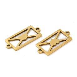 201ステンレススチールコネクタチャーム  封筒はハートとリンクします  ゴールドカラー  9x21x0.8mm  穴：1.5mm&nbsp;STAS-Q245-18G