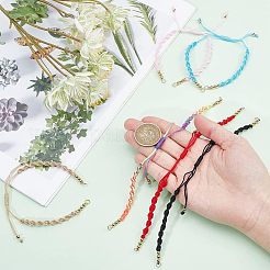 12個 6色 半完成編みナイロン糸ブレスレット  丸カン付き  調整可能なコネクタ ブレスレットの作成用  ミックスカラー  6-1/8~11-1/4インチ（15.7~28.5cm）  0.5cm  2個/カラー&nbsp;AJEW-NB0003-62