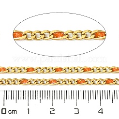 イオンプレーティング（IP）304ステンレススチールエナメルチェーン  ハンダ付け  スプールで  ダークオレンジ  11x3x1.5mm&nbsp;CHS-Q005-06G-05