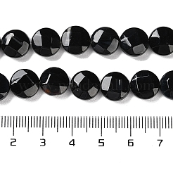 天然石黒瑪瑙ビーズ連売り  ファセットコインビーズ  フラットラウンド  染め＆加熱  10~10.5x4.5~5.5mm  穴：1.2mm  約20個/連  7.80インチ（19.8cm）&nbsp;G-K357-B01-01