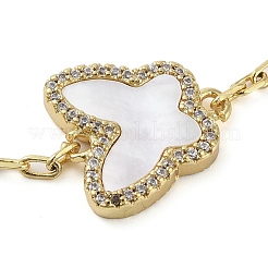 Brass Micro Pave Clear Cubic Zirconia Link Bracelets&nbsp;BJEW-Q336-01A-G