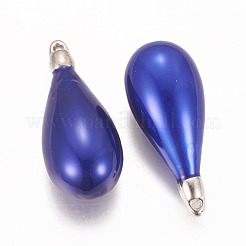 Ccbプラスチック製の大きなペンダント  エナメル  ティアドロップ  ブルー  プラチナ  55x23.5x23.5mm  穴：1.8mm&nbsp;CCB-I002-06P