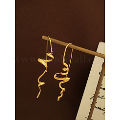 スパイラル真鍮ダングルイヤリング  ゴールドカラー  59x14mm&nbsp;FS-WG9867F-01