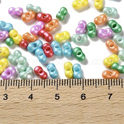 ガラスシードビーズ  不透明色の光沢  ピーナッツ  カラフル  5~6x2.5~3x3~3.5mm  穴：1~1.2mm  約5000個/ポンド&nbsp;SEED-L011-04A-17