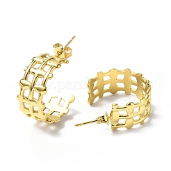 Ion Plating(IP) 304 Stainless Steel Hollow Out C-shape Stud Earrings&nbsp;STAS-B034-11G
