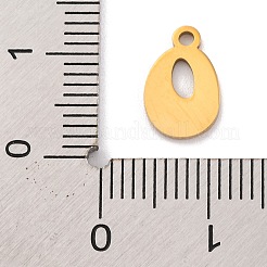ステンレススチールチャーム201個  レーザー切断  レターチャーム  アルファベットのO  10.5x7x1mm  穴：1.2mm&nbsp;STAS-U016-01G-O