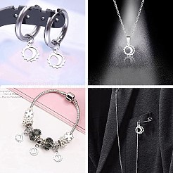 304ステンレススチールチャーム  月と太陽  ステンレス鋼色  11x9x1mm  穴：1mm&nbsp;STAS-CJC0008-18P