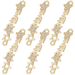 6Pcs Brass Micro Pave Clear Cubic Zirconia Links/Connectors&nbsp;ZIRC-SC0001-43