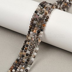 天然石ブラックルチルクォーツビーズ連売り  多面カット  ラウンド  3.16~3.37x2~2.5mm  穴：0.7mm  約130個/連  14.96''（38センチメートル）&nbsp;G-RM250104-C3