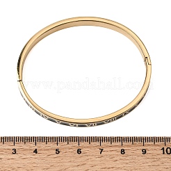 304ステンレススチール製エナメルヒンジ付きバングル  女性用幅広バングル  ローマ数字  イオンプレーティング（ip）  18KGP本金メッキ  内径：1.91インチ（4.85cm）x2.36インチ（6cm）&nbsp;BJEW-D408-45G