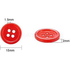アクリル縫い付け用ボタン  4穴  染め  フラットラウンド  ミックスカラー  15x2mm  穴：1.5mm  約1000個/箱&nbsp;BUTT-NB0001-01