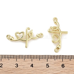 Rack Plating Brass Heart Connector Charms&nbsp;KK-Z064-30G