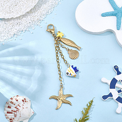 Handmade Porcelain & 304 Stainless Steel Pendant Decorations&nbsp;HJEW-WH00338