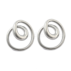 304ステンレススチールスタッドピアス  スパイラル  ステンレス鋼色  27x24mm&nbsp;EJEW-D319-02P
