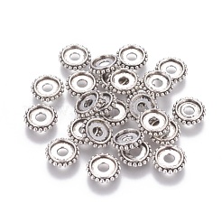 合金のスペーサービーズ  カドミウムフリー＆ニッケルフリー＆鉛フリー  ロンデル  アンティークシルバー  10x2mm  穴：3mm&nbsp;PALLOY-A20080-AS-FF