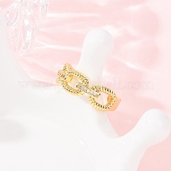 Brass Micro Pave Cubic Zirconia Cuff Open Rings&nbsp;RJEW-F204-01G