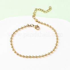304ステンレススチールボールチェーンブレスレット  ゴールドカラー  7-1/4インチ（18.3cm）&nbsp;LS-BJEW-C134-01C-G