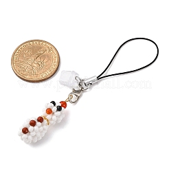 Christmas Snowman Glass Seed Beads Mobile Straps&nbsp;HJEW-MZ00294-02