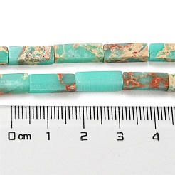 合成インペリアルジャスパー染めビーズ連売り  長方形  ターコイズ  13~13.5x4~4.5x4~4.5mm  穴：1.4mm  約28~29個/連  14.49''~14.96''（36.8~38センチメートル）&nbsp;G-D077-C01-08