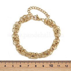 女性用304ステンレススチールメッシュチェーンブレスレット  PVD真空メッキ  22KGP本金メッキ  7-1/2インチ（19cm）&nbsp;BJEW-Z143-17G