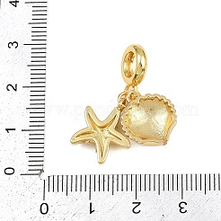 Brass Starfish Shell Shape European Dangle Charms&nbsp;KK-I352-22G