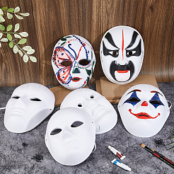 12個 3スタイル DIY 未塗装仮面舞踏会マスク  パーティーの装飾用の白い無地の全面紙マスク  ホワイト  210~240x170~190mm  4個/スタイル&nbsp;DIY-FH0008-21