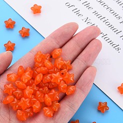 透明なアクリルビーズ  模造ゼリー  スター  レッドオレンジ  10x10.5x6mm  穴：1.6mm  約1690個/500g&nbsp;MACR-S373-26E-02