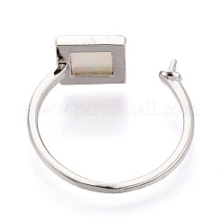 Square Brass & Shell Cup Peg Ring Settings&nbsp;KK-N274-28P