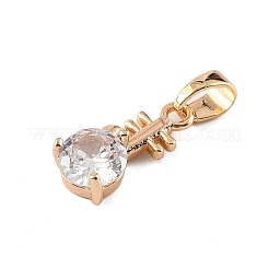 Brass Micro Pave Cubic Zirconia Pendants&nbsp;KK-E795-10KCG-01
