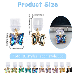 10 個のプラスチックモバイル防塵プラグ  蝶  真鍮ガラスペンダントと  ミックスカラー  22mm  10個/セット&nbsp;HJEW-SC00181