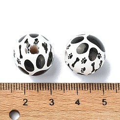 ペットテーマ木製大穴ヨーロピアンビーズ  ラウンド  ブラック  15.5~16x15mm  穴：4.5mm&nbsp;WOOD-D027-03A