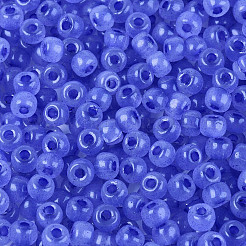 内側が透明なガラスシードビーズ6/0個。  ロンデル  丸い穴  藤紫色  4x3mm  穴：1.2~1.5mm  約6080個/ポンド&nbsp;SEED-N008-08E
