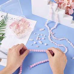 4 Strands 4 Style Natural Rose Quartz Stone Bead Strands&nbsp;G-KS0001-11