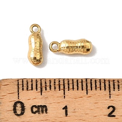 304ステンレススチールチャーム  ゴールドカラー  ピーナッツ  9.5x3.5x3mm  穴：1.2mm&nbsp;STAS-Z148-06G-03
