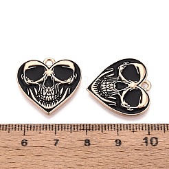 ハロウィーンをテーマにした合金とエナメルのペンダント  ライトゴールド  ハート  21.5x22x1mm  穴：1.8mm&nbsp;ENAM-T021-30G-02
