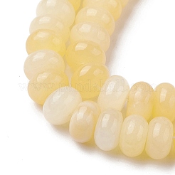 天然石イエロージェイド翡翠ビーズ連売り  ロンデル  9.5~10x5~5.5mm  穴：1.5mm  約36個/連  7.72''（19.6センチメートル）&nbsp;G-K359-A01-01