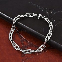 304ステンレススチール製オーバルリンクチェーンブレスレット女性用男性用  ステンレス鋼色  8-1/8インチ（20.5cm）&nbsp;BJEW-F488-49A-P