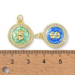 Brass Micro Pave Cubic Zirconia Pendants&nbsp;KK-A197-28G