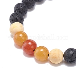 7Pcs 7 Style Natural Lava Rock & Wood  Beads & Mixed Gemstone Braided Bead Bracelets Set&nbsp;BJEW-JB08836