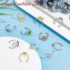 変色しにくい201ステンレススチール製カフパッドリングセッティング  レーザー切断  フラットラウンド  ステンレス鋼色  トレイ：4mm  usサイズ8（18mm）&nbsp;STAS-S080-042A-P