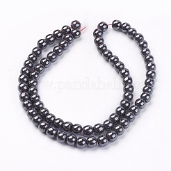 非磁性合成ヘマタイトビーズ連売り  ラウンド  6mm  穴：1.5mm  約68~72個/連  16インチ&nbsp;G-H1624-6mm-1