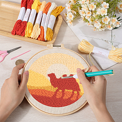 パンチ刺繍スターターキット  刺繍生地と糸を含む  針  パンチペン  スレッダー  刺繍フープ  指示シート  ラクダの形  2.8mm  8束&nbsp;DIY-WH20007-13A