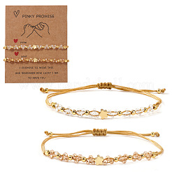 2Pcs Brass & Glass Beads Braided Bead Bracelets for Women&nbsp;IU7406-2