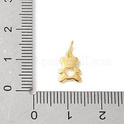 スターリングシルバーの中空ハートベアチャーム925個  丸カン付き  ゴールドカラー  9.5x7x1mm  穴：3.5mm&nbsp;STER-R012-01G